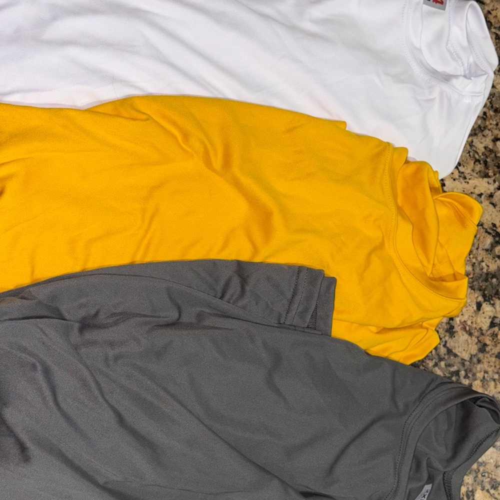 White, Yellow, and Gray T-Shirts men’s XXL longsleeve drifit